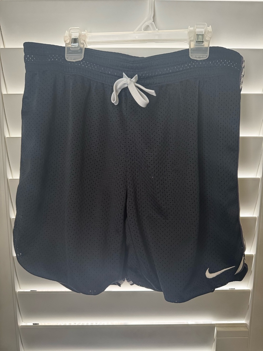 Nike Women’s Black Athletic Mesh Shorts with White Drawstring